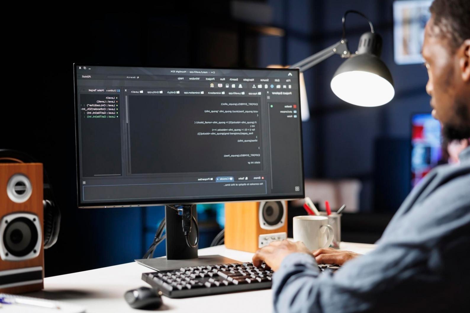 Students working on web design projects in classroom